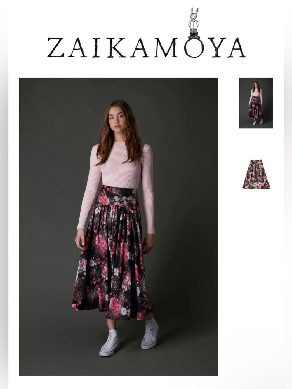 Zaikamoya Gretchen Skirt In Pink Flowers